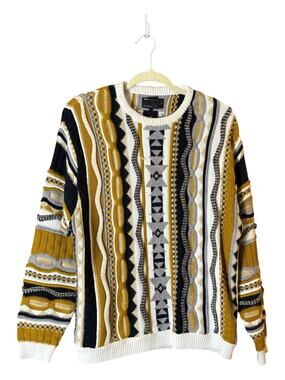 ASOS Designs Abstract 3D Knit Pullover Crew Neck Sweater Men's S Cosby Colorful